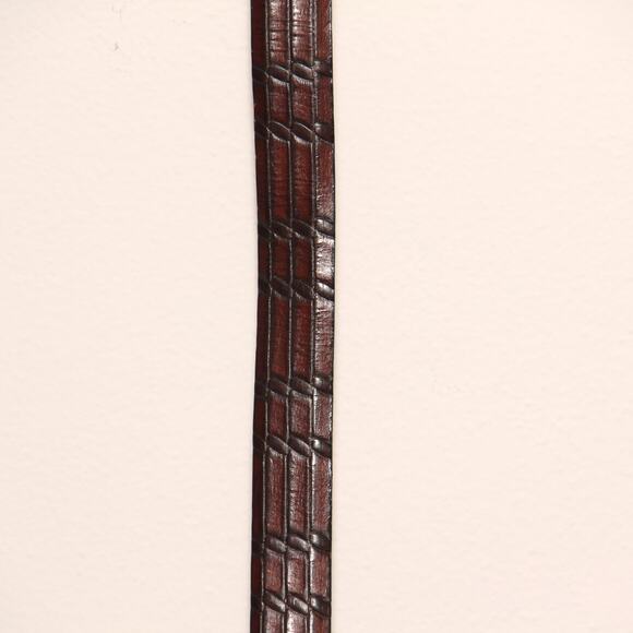 Vintage Pierre Cardin Embossed Leather Belt Size 32 Handcrafted Brass Buckle - Picture 5 of 6